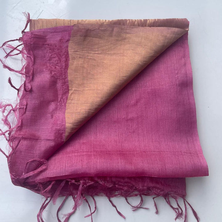 anokherang Dupattas Pink Tussar Silk Zari Dupatta