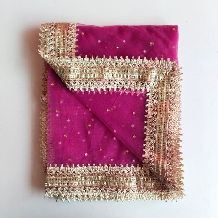 anokherang Dupattas Plum Wine Net Stone Dupatta