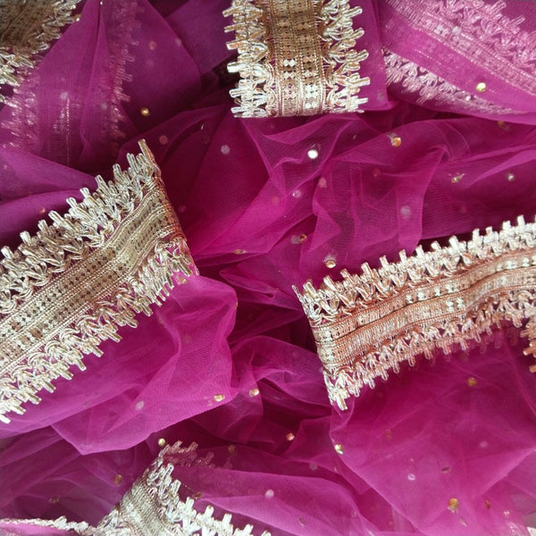 anokherang Dupattas Plum Wine Net Stone Dupatta