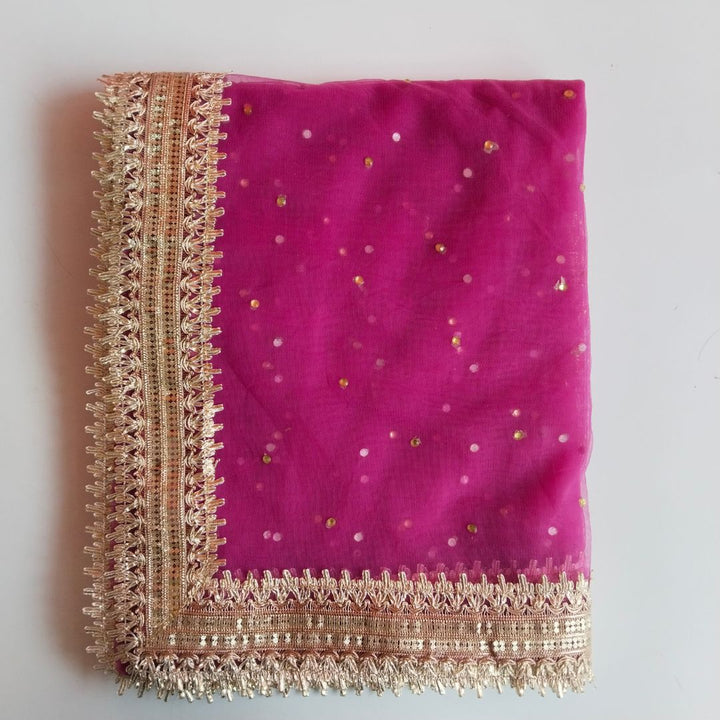 anokherang Dupattas Plum Wine Net Stone Dupatta