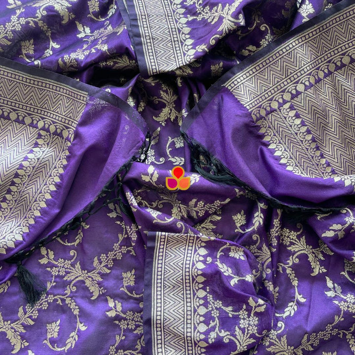 anokherang Dupattas Purple Banarasi Silk Dupatta