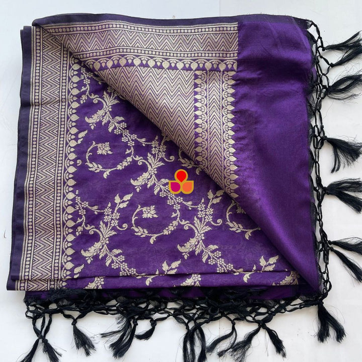 anokherang Dupattas Purple Banarasi Silk Dupatta