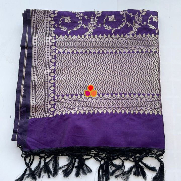 anokherang Dupattas Purple Banarasi Silk Dupatta