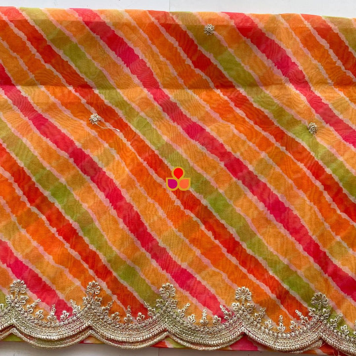 anokherang Dupattas Rang Mahal Multicolor Zari Embroidered Organza Dupatta