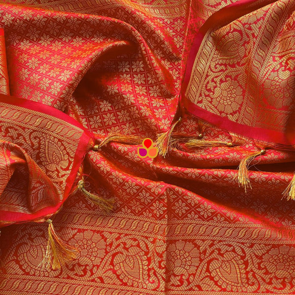 anokherang Dupattas Red Banarsi Silk Stole