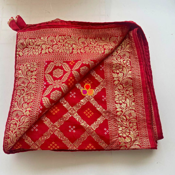 anokherang Dupattas Red Festive Banarasi Bandhej Georgette Dupatta