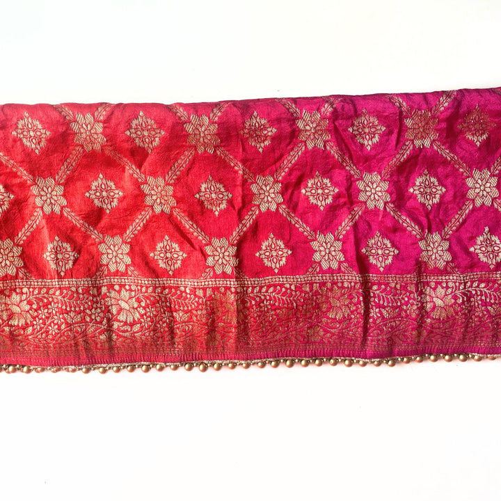 anokherang Dupattas Red Pink Meera Festive Banarasi Silk Dupatta