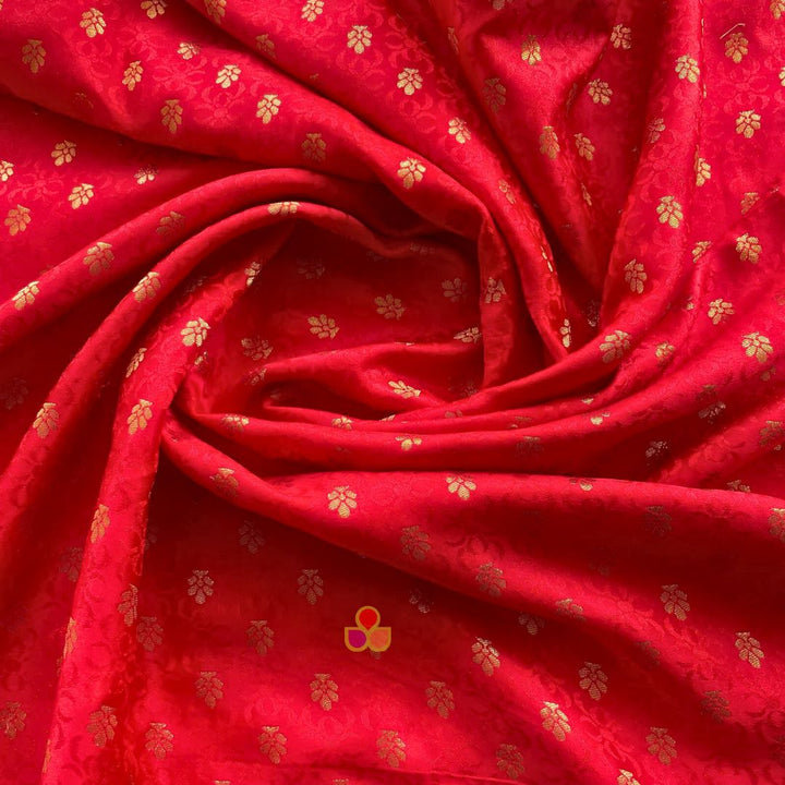 anokherang Dupattas Red Shahiba Silk Unstitched Suit with Tissue Dupatta