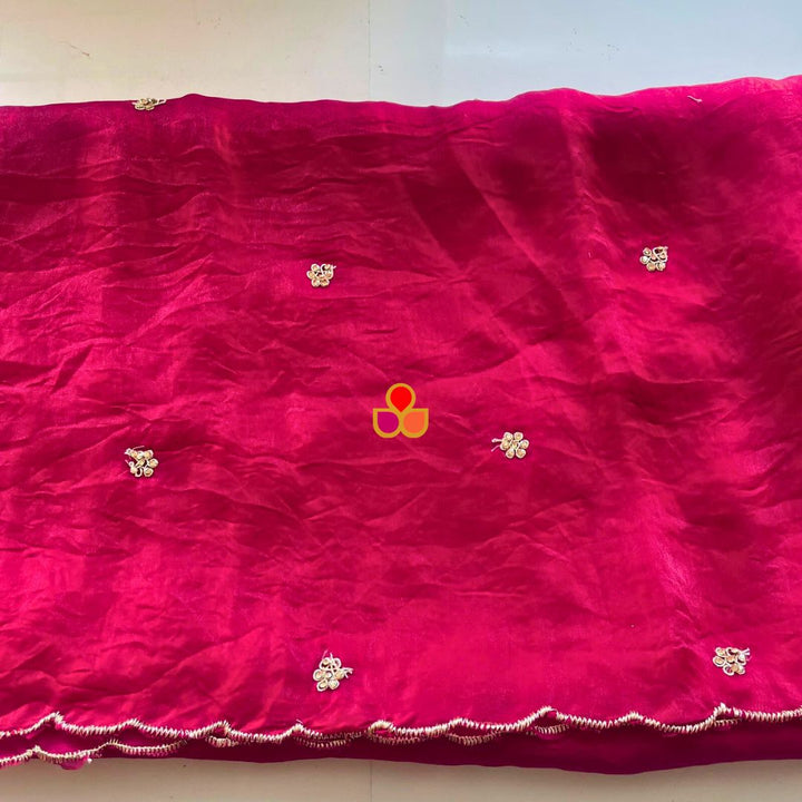 anokherang Dupattas Resham Pink Tissue Embroidered Organza Dupatta