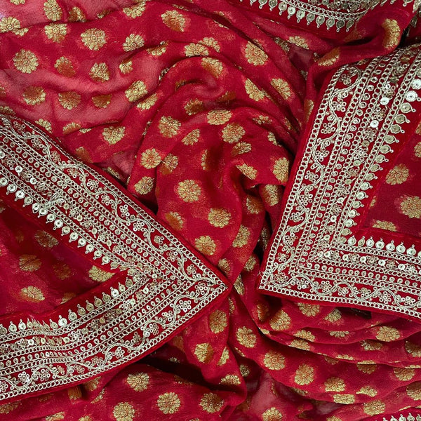 anokherang Dupattas Royal Red Embrace Banarasi Georgette Men's Stole