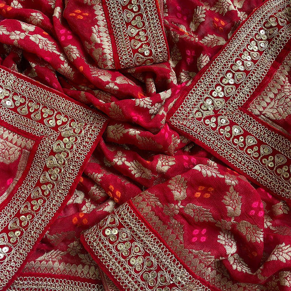 anokherang Dupattas Royal Red Embrace Banarasi Georgette Men's Stole