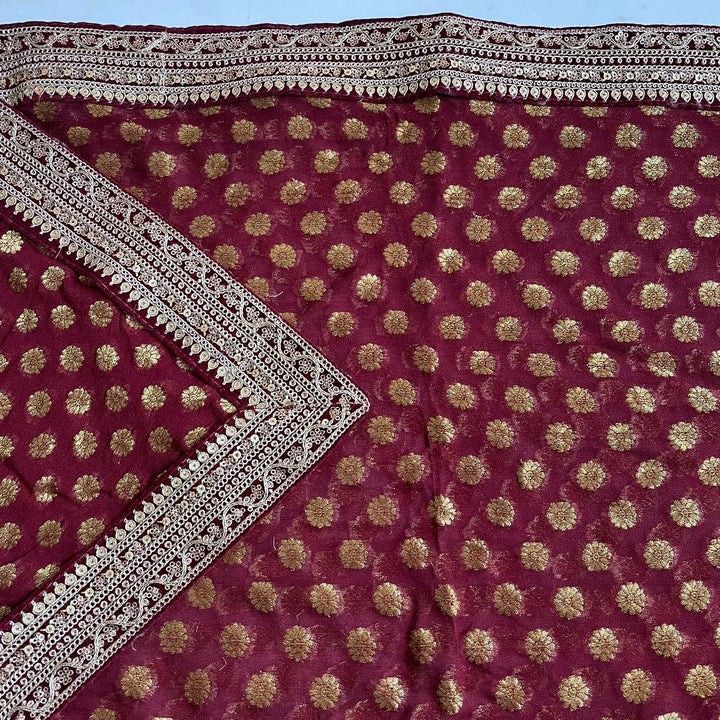 anokherang Dupattas Royal Red Embrace Banarasi Georgette Stole (Copy)
