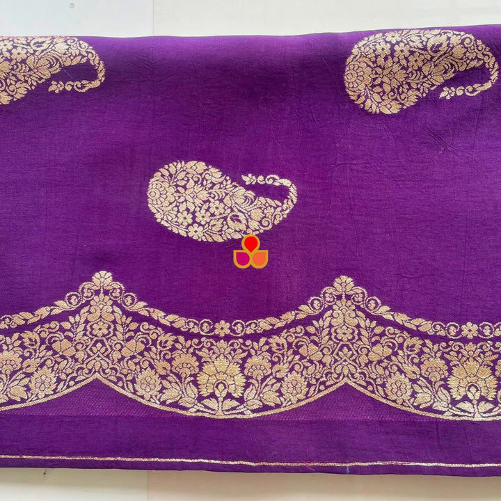 anokherang Dupattas Ruby Purple Banarasi Silk Dupatta