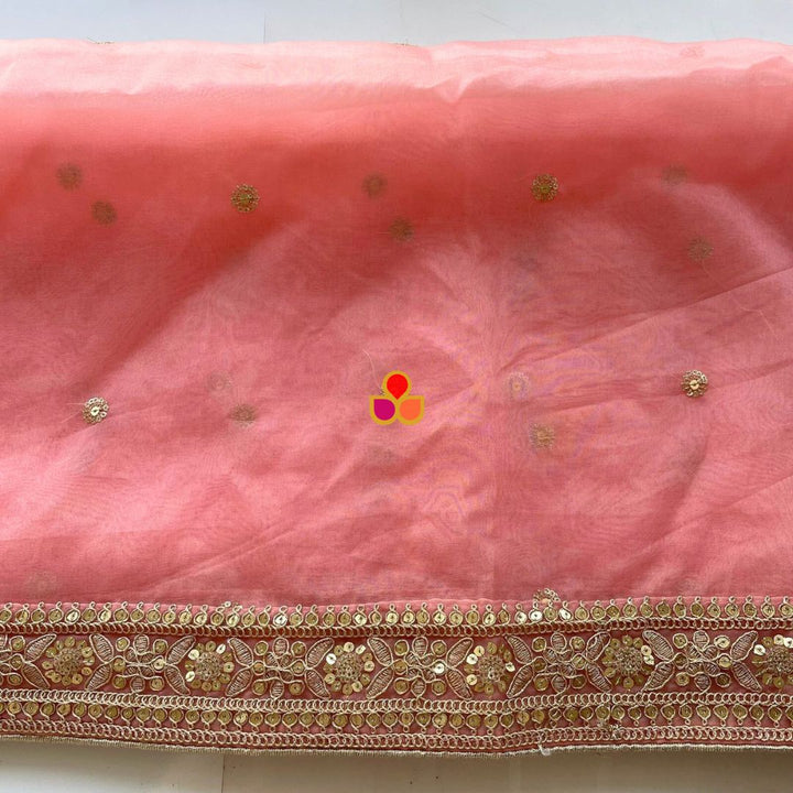 anokherang Dupattas Shama Blush Pink Embroidered Organza Dupatta