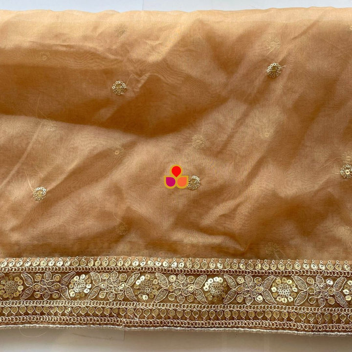 anokherang Dupattas Shama Gold Embroidered Organza Dupatta