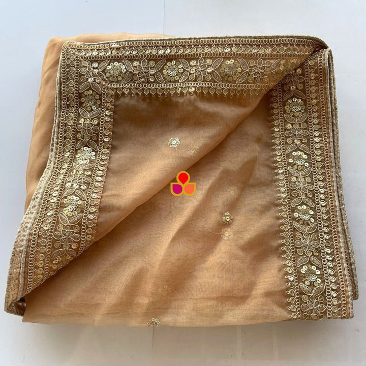 anokherang Dupattas Shama Gold Embroidered Organza Dupatta