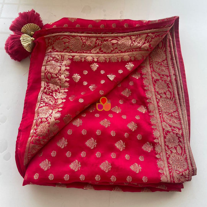 anokherang Dupattas Sparkle Pink Banarasi Silk Dupatta