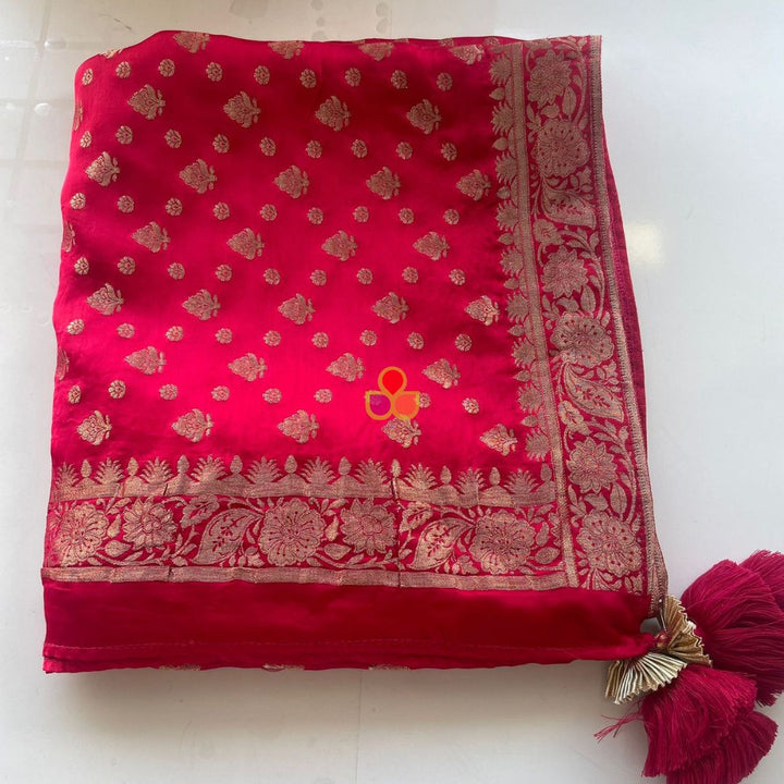 anokherang Dupattas Sparkle Pink Banarasi Silk Dupatta