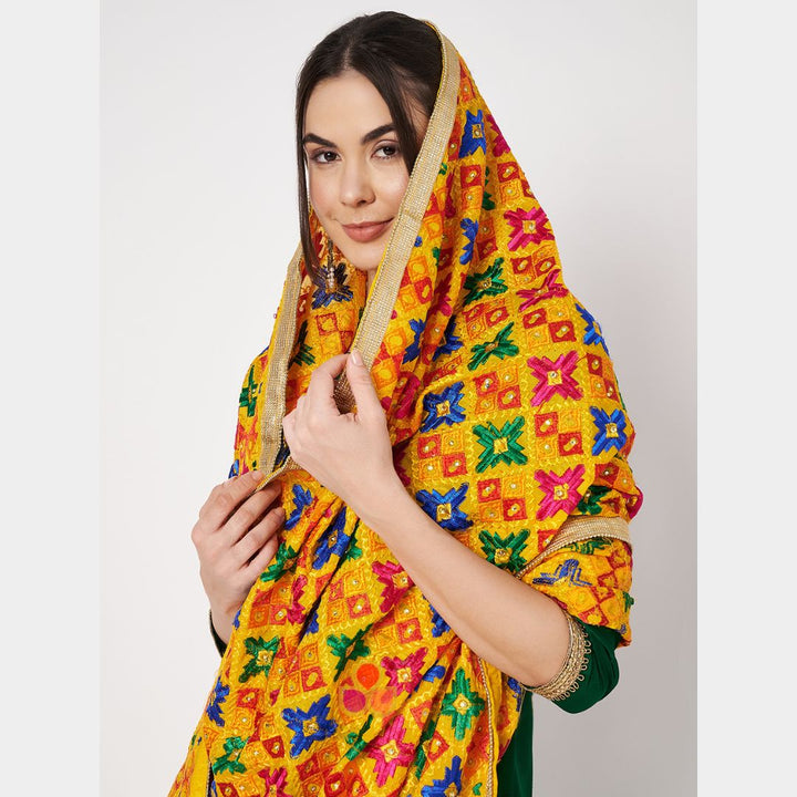 anokherang Dupattas Splashing Colors Phulkari Dupatta