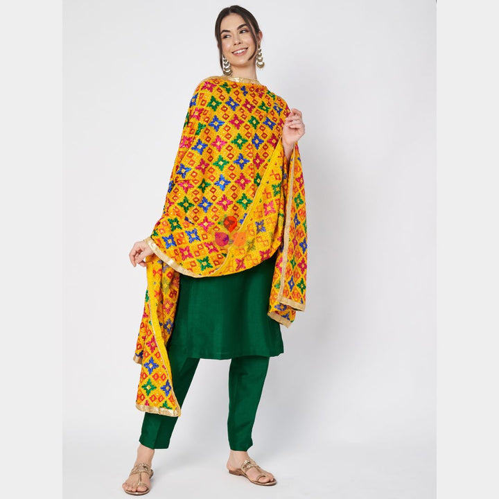 anokherang Dupattas Splashing Colors Phulkari Dupatta