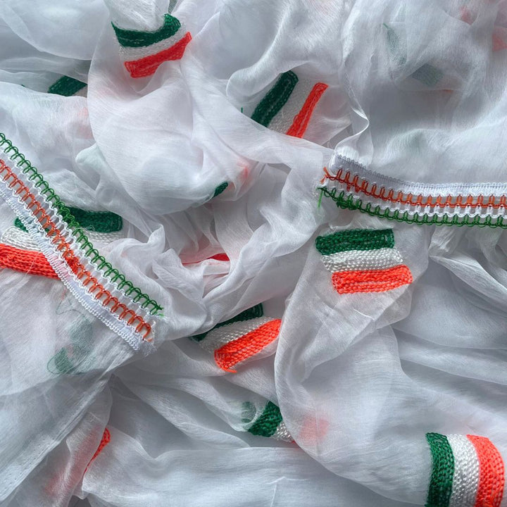 anokherang Dupattas Tiranga Embroidered Chiffon Dupatta