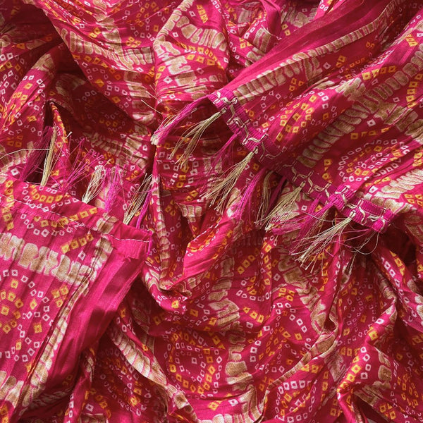 anokherang Dupattas Traditional Pink Bandhej Mens Stole