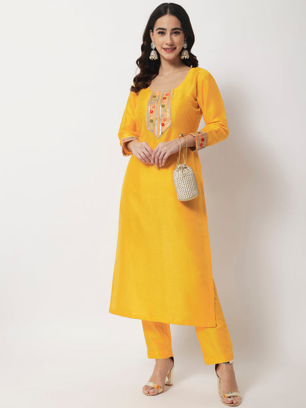 anokherang Combos Bridal Queen Mustard Silk Kurti