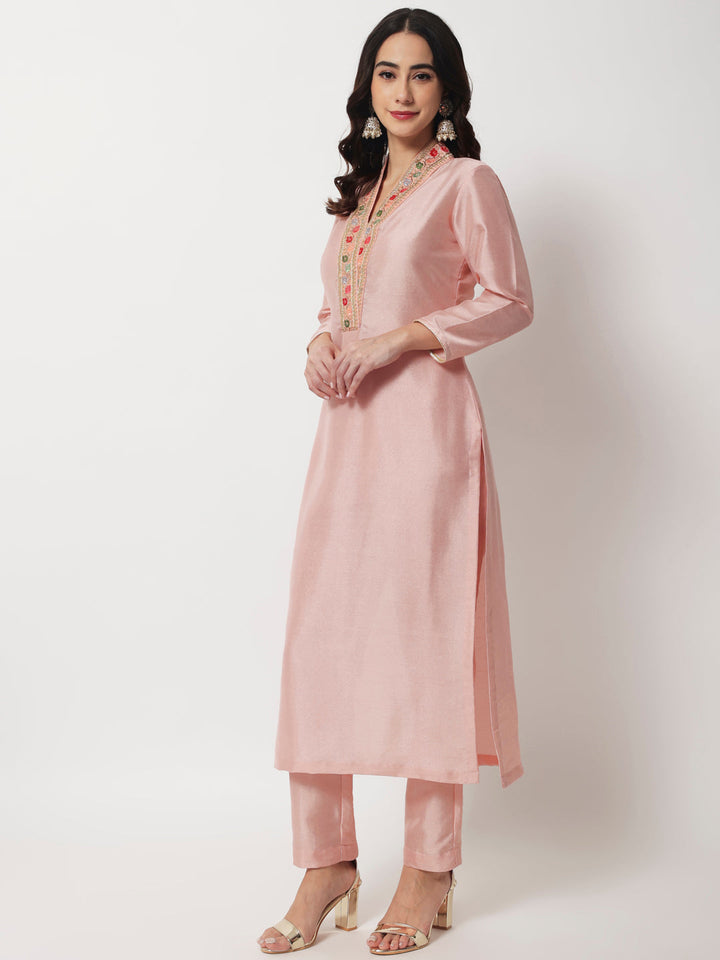 anokherang Combos Bridal Queen Peach Silk Kurti