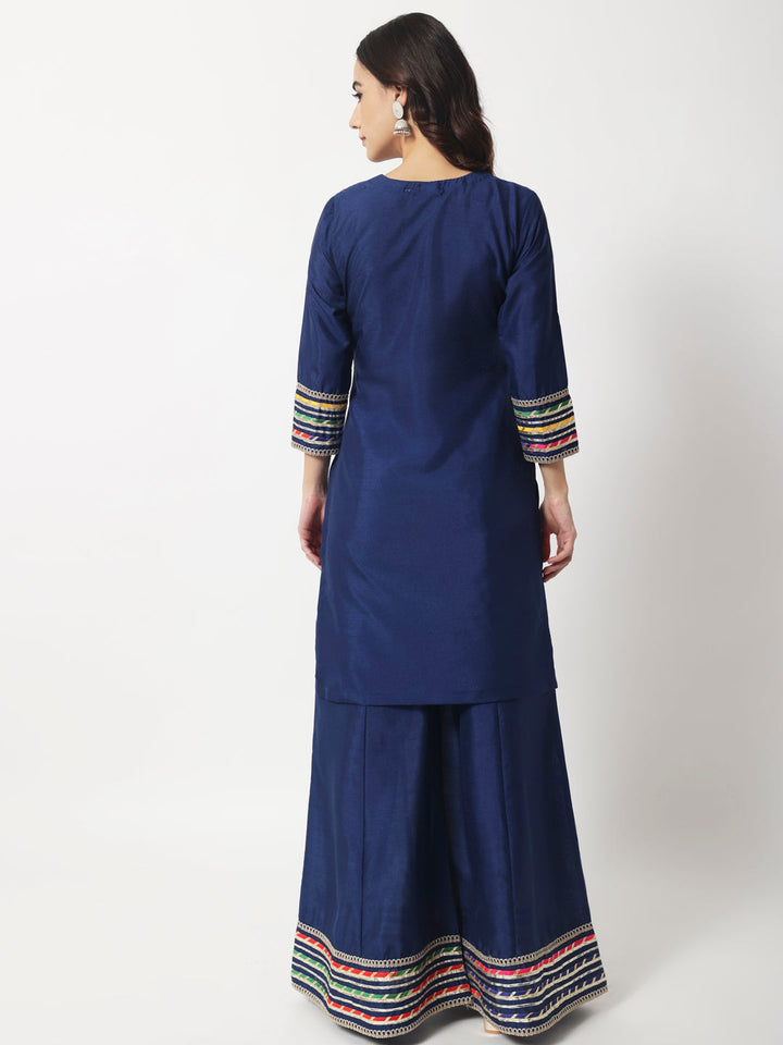 anokherang Combos Charming Navy Silk Kurti