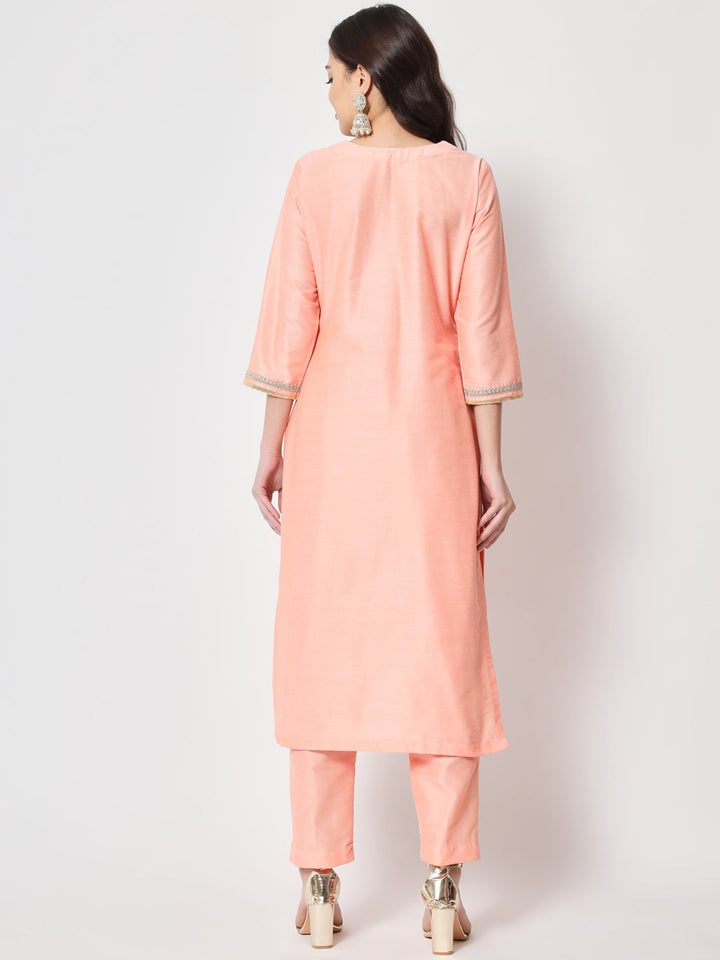 anokherang Combos Copy of Peach Smiles Straight Kurti with Pants