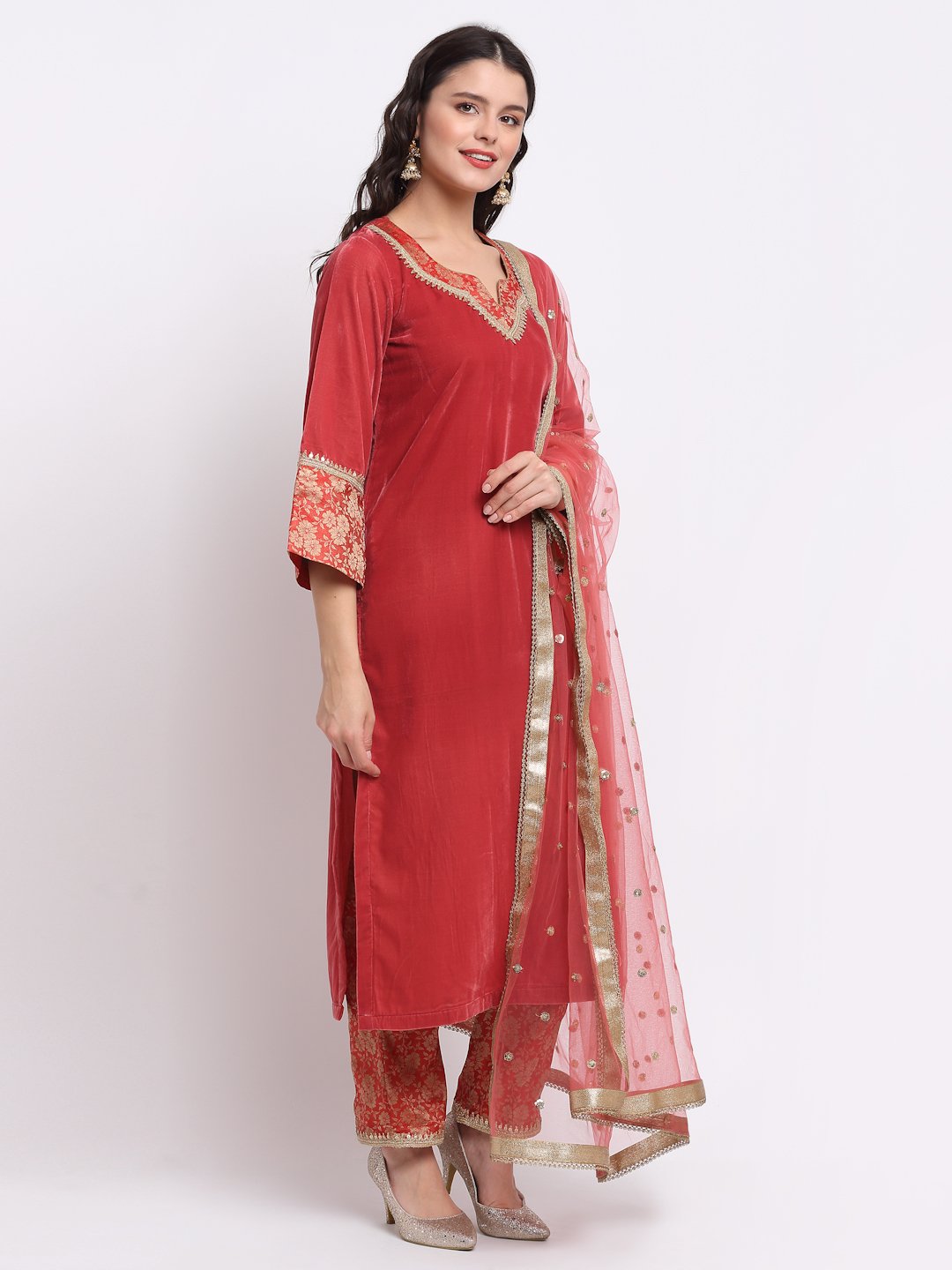 Buy KSUTHouse of Varanga Red Embroidred Velvet Kurta Paired With Brocade  Trouser Online at Best Prices in India  JioMart