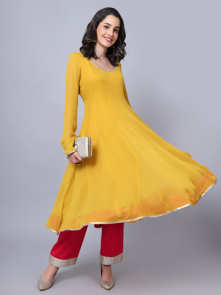 anokherang Combos Dusty Yellow Anarkali