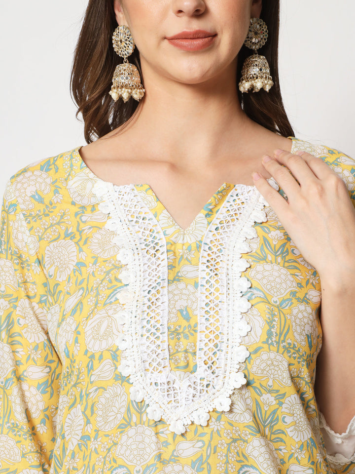 anokherang Combos Lemon Yellow Crochet kurti and sharara