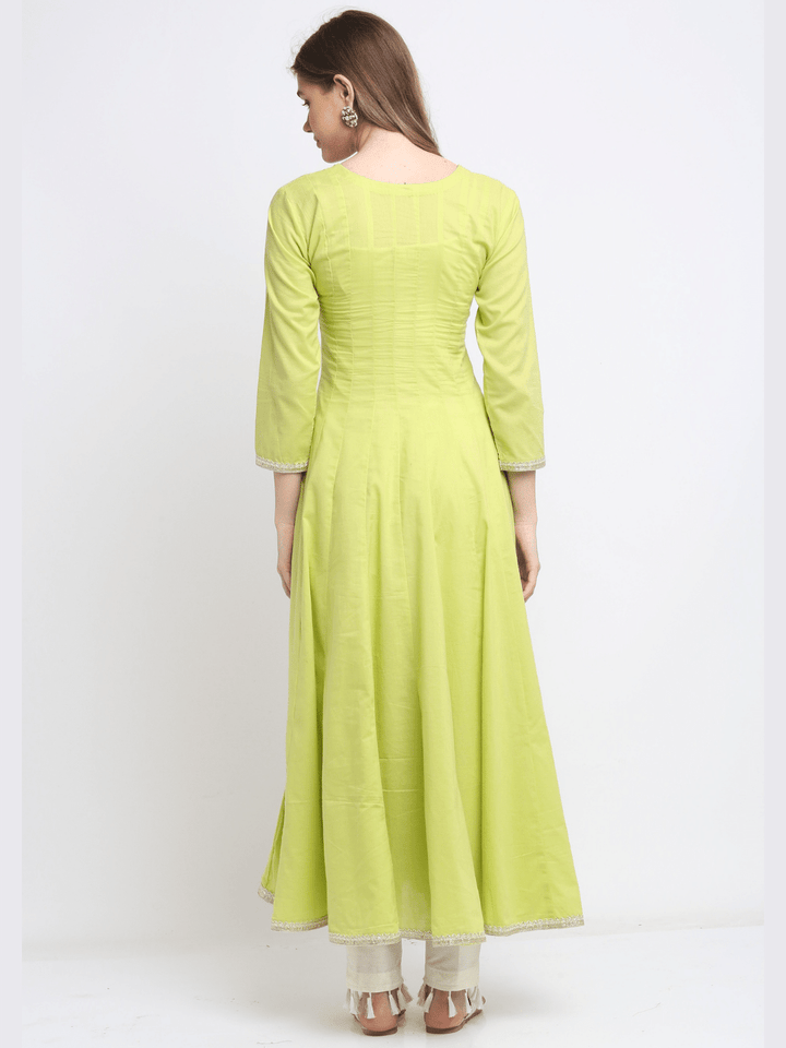 anokherang Combos Lime Green Anarkali Kurti