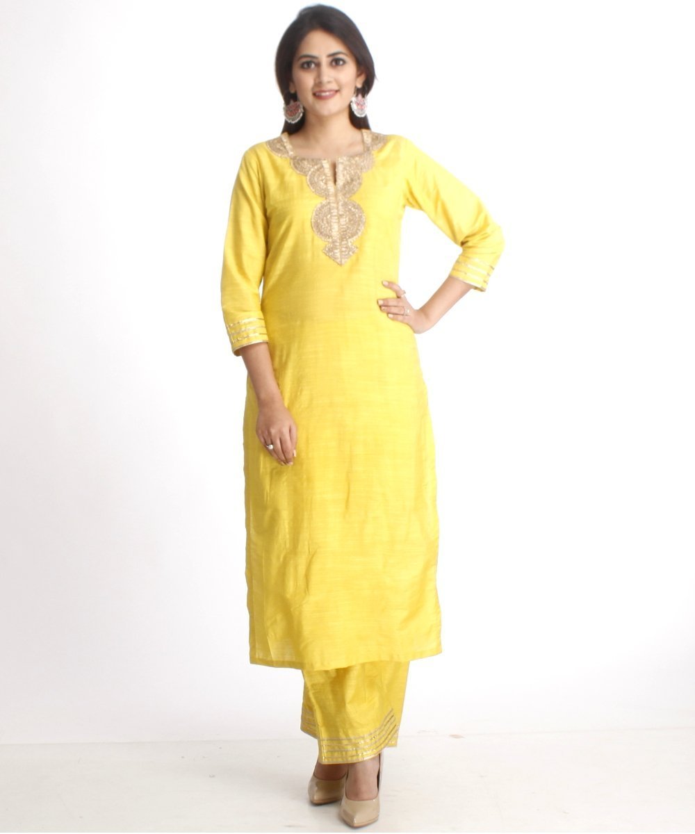 Lime Green Gotta Work Straight Kurti and Straight Palazzos – anokherang