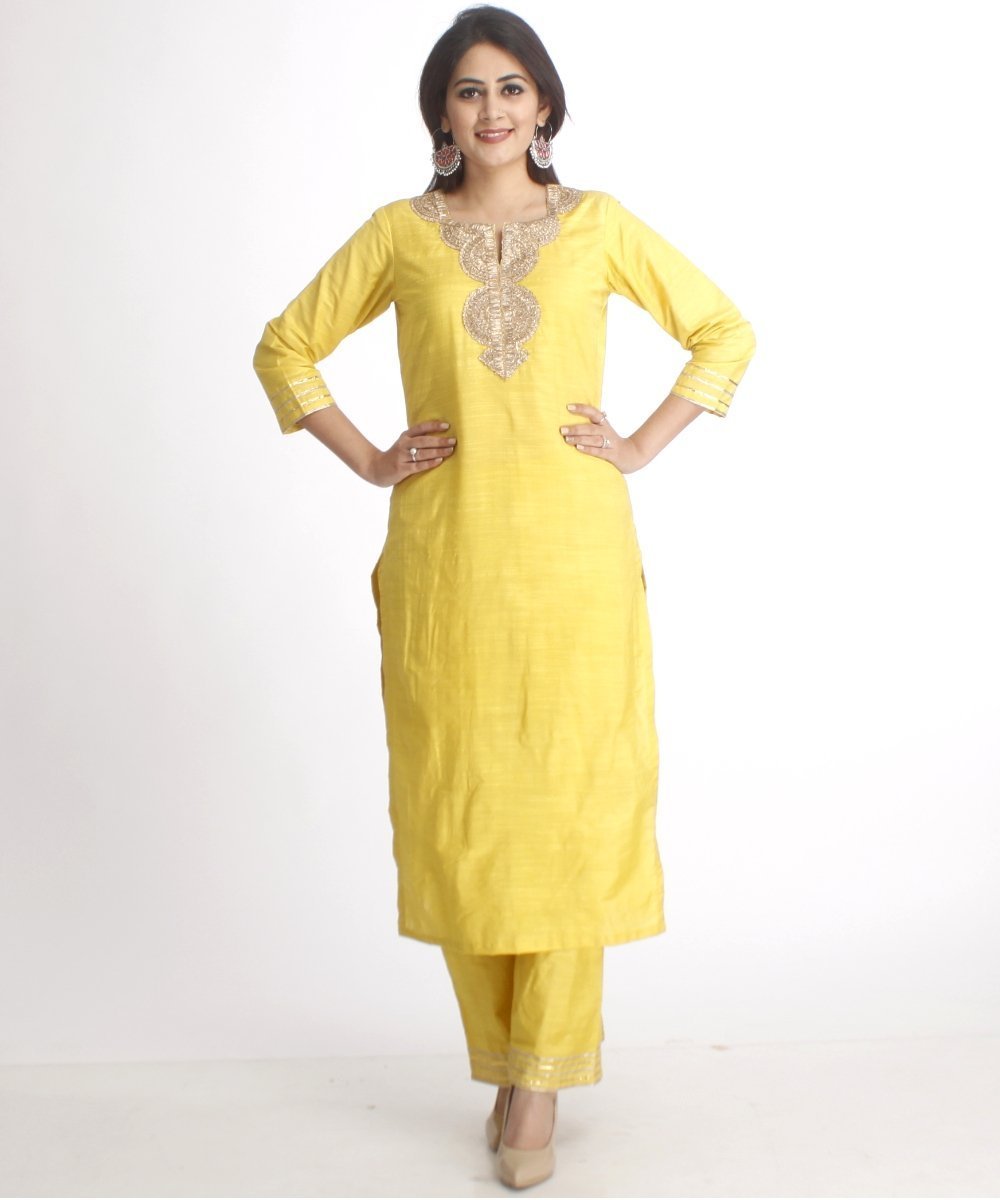 Lime Green Gotta Work Straight Kurti and Straight Palazzos – anokherang