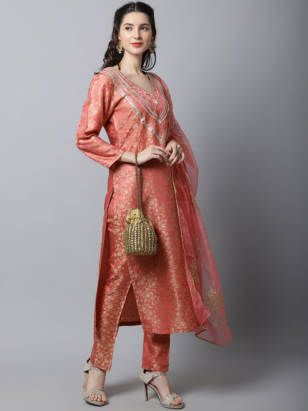 Buy Maroon Mock Layer Festive Kurta With Straight Pants Online  W for Woman
