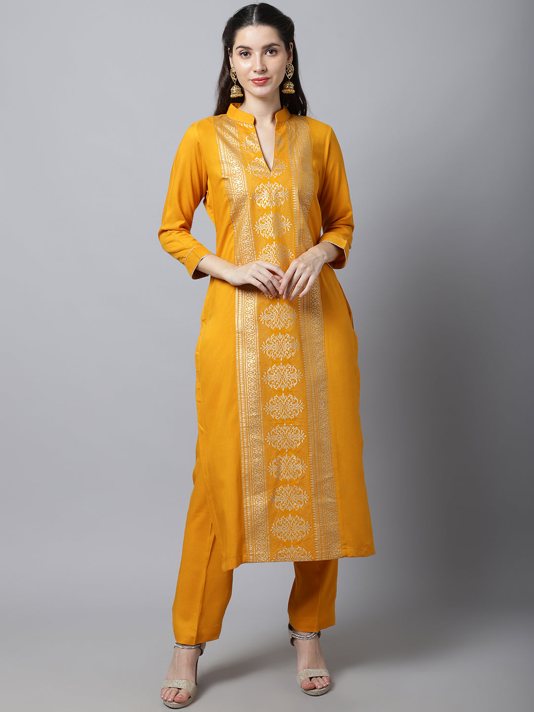 Mustard Foil Printed Kurti With Straight Pants – anokherang