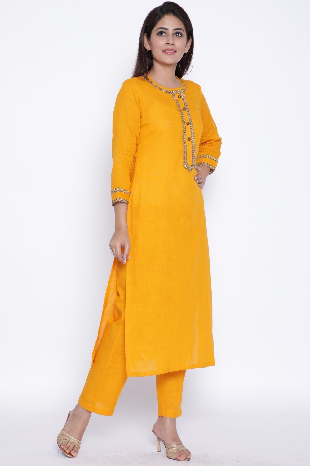 Mustard Gota Kurti with Straight Pants – anokherang