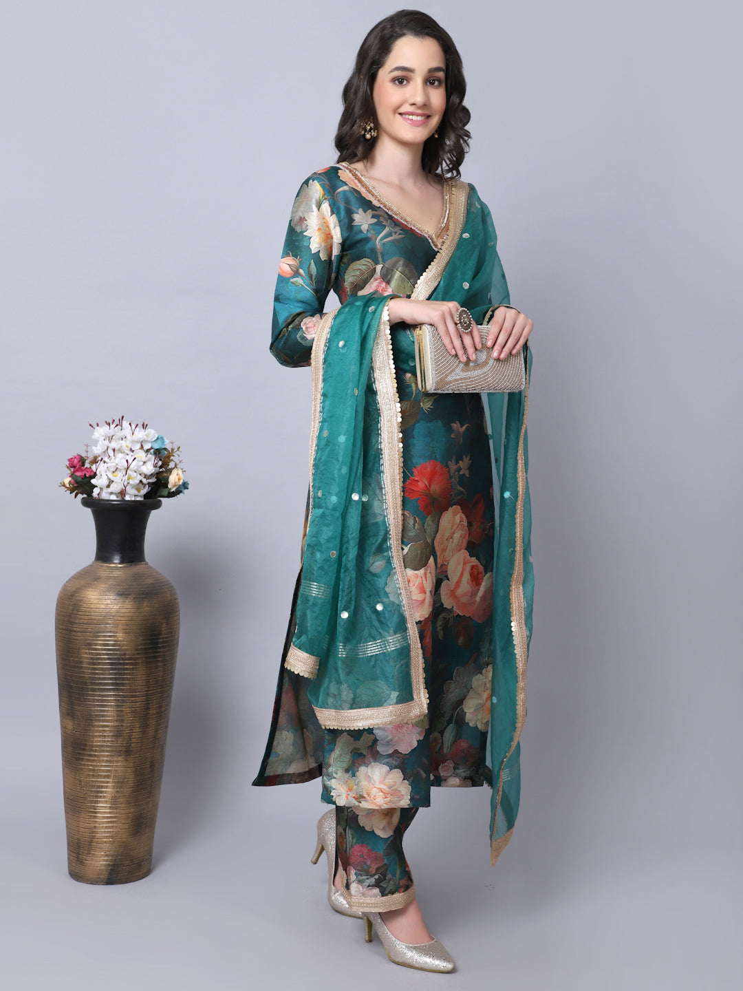 Stylish Green Plain Silk Suit with Patola Design Dupatta – Luxurion World