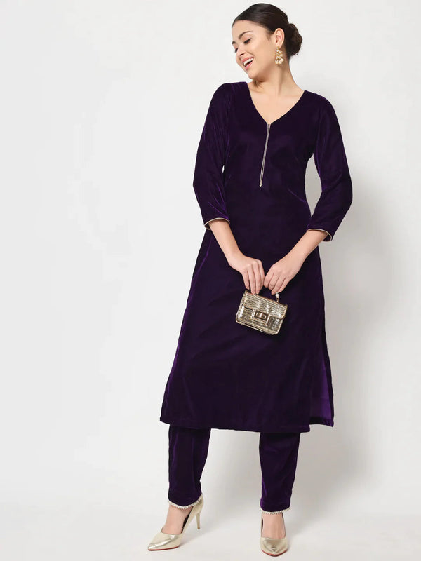 anokherang Combos Royal Purple Straight Kurti