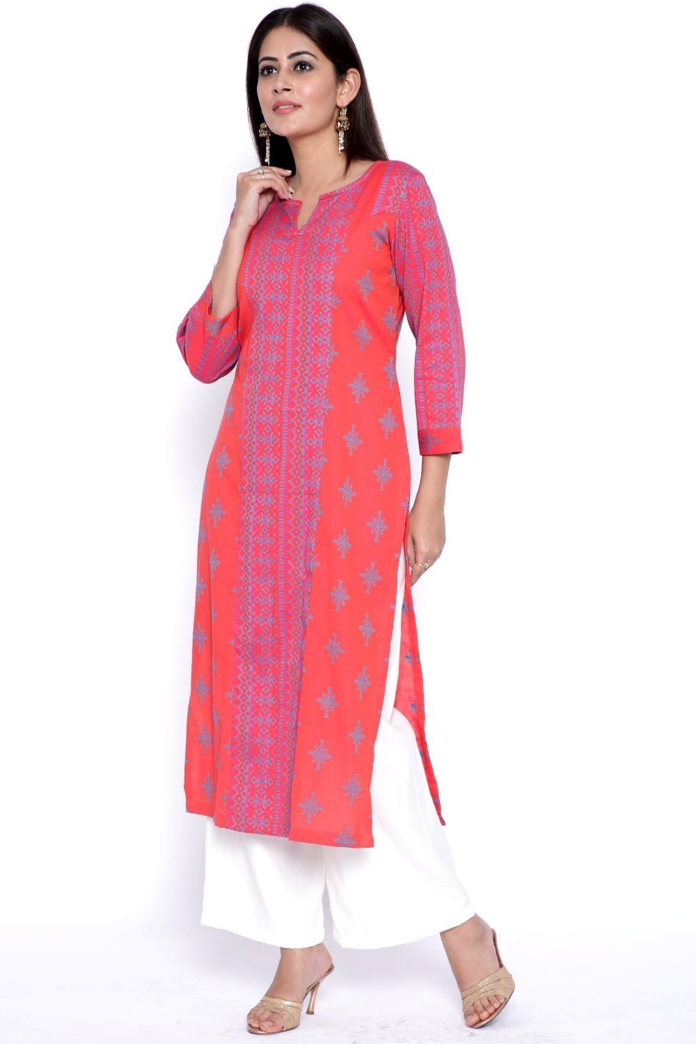 Shining Pink Panchachuli Woven Straight Kurti with Pants – anokherang
