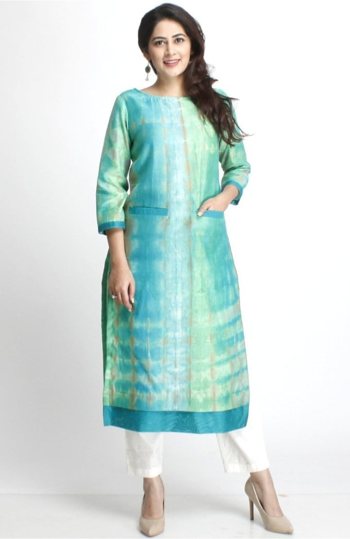 anokherang Combos XS Haryali Straight Kurti with Pockets and Straight Pants