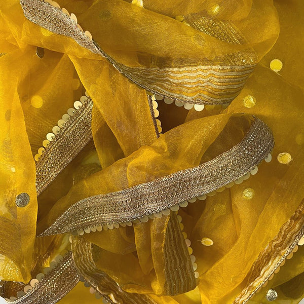 anokherang Dupattas anokherang Mustard Yellow Gotta Organza Dupatta