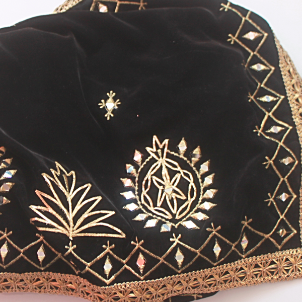 anokherang Dupattas Balck Velvet Mirror Affair Stole