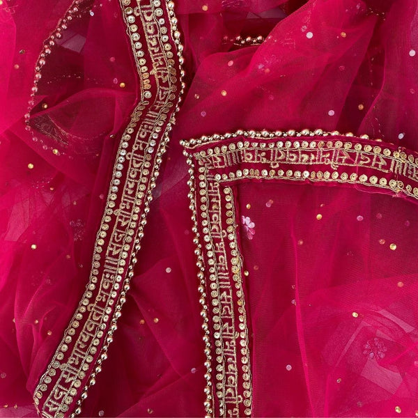 anokherang Dupattas Bridal Magenta Rani Stone Saubhagyavati Net Dupatta