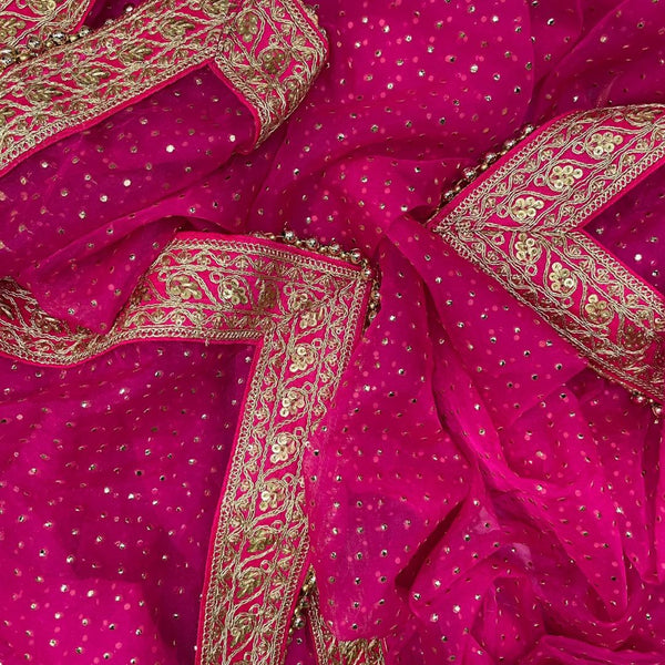 anokherang Dupattas Bridal Pink Love Foil Zari Embroidered Organza Dupatta