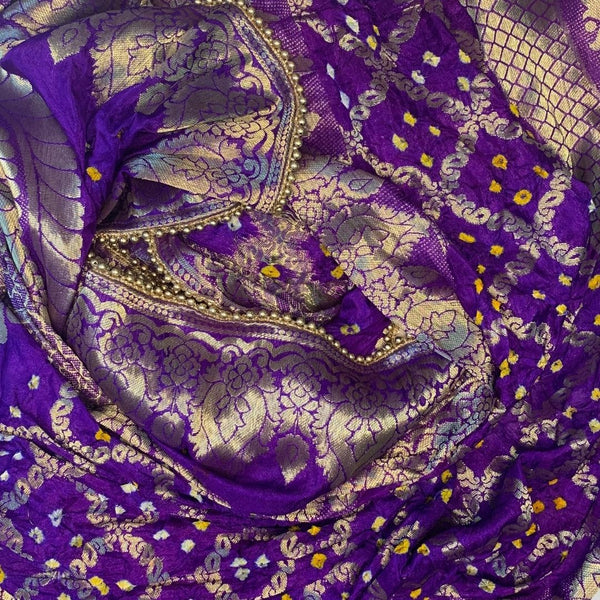 anokherang Dupattas Bridal Purple Bandhej Dupatta