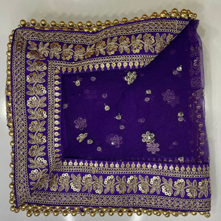 anokherang Dupattas Bridal Purple Graceful Net Stone Dupatta