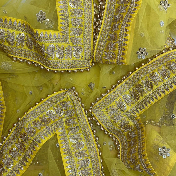 anokherang Dupattas Bridal Yellow Graceful Net Stone Dupatta